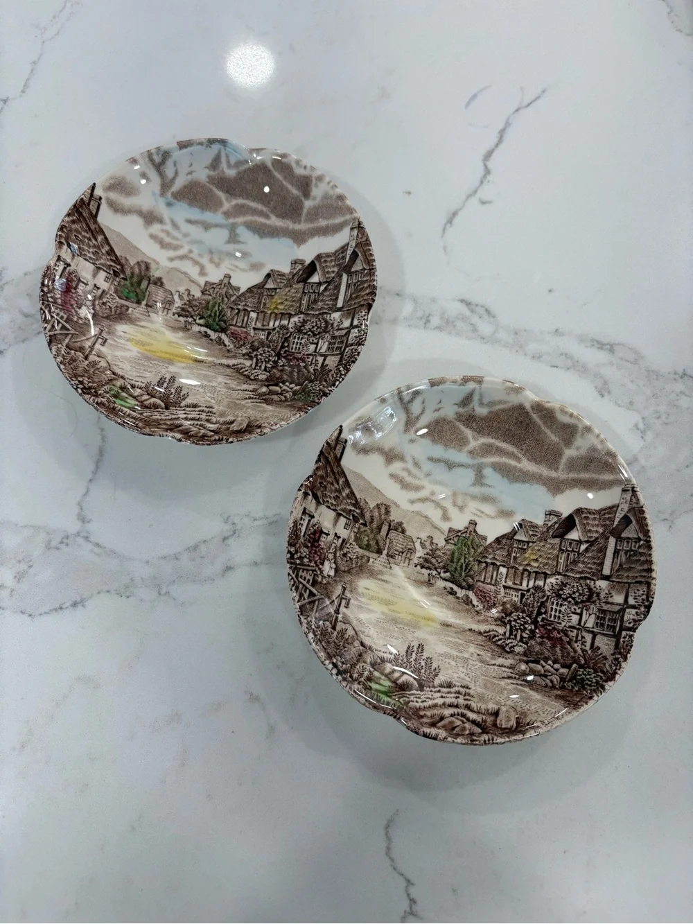 Olde English Countryside Johnson Bros Scenic Toile Print Small Plates Set of 2